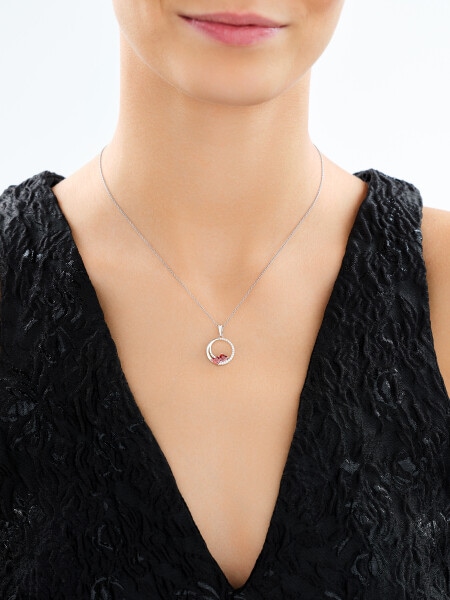 Rhodium Plated Silver Pendant with Cubic Zirconia