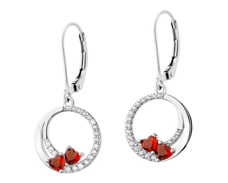 Rhodium Plated Silver Dangling Earring with Cubic Zirconia