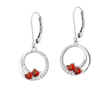 Rhodium Plated Silver Dangling Earring with Cubic Zirconia