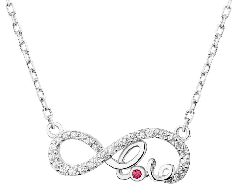 Rhodium Plated Silver Necklace with Cubic Zirconia