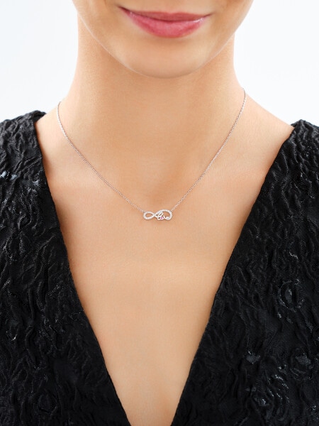 Rhodium Plated Silver Necklace with Cubic Zirconia