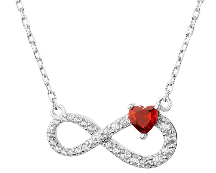 Rhodium Plated Silver Necklace with Cubic Zirconia