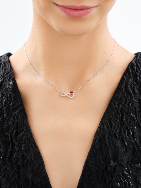 Rhodium Plated Silver Necklace with Cubic Zirconia