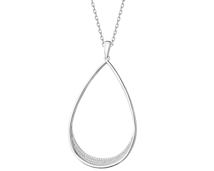 Rhodium Plated Silver Pendant with Cubic Zirconia