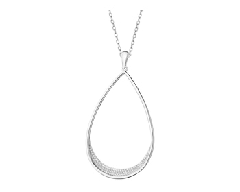 Rhodium Plated Silver Pendant with Cubic Zirconia