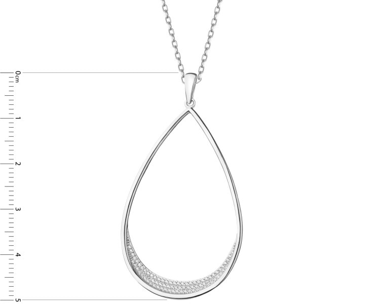 Rhodium Plated Silver Pendant with Cubic Zirconia