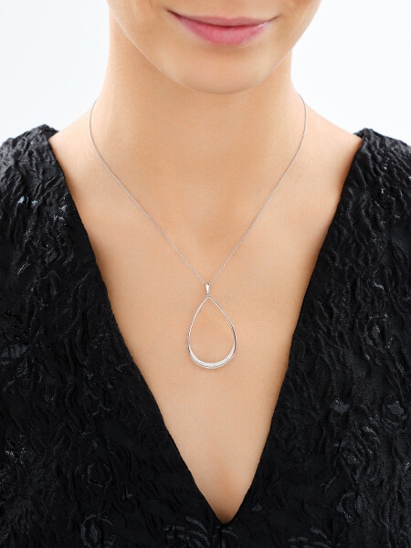 Rhodium Plated Silver Pendant with Cubic Zirconia