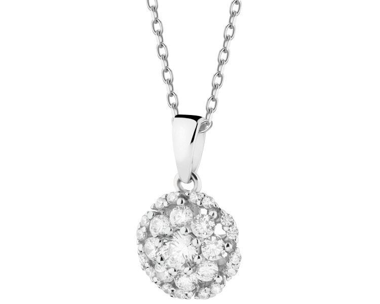 Rhodium Plated Silver Pendant with Cubic Zirconia