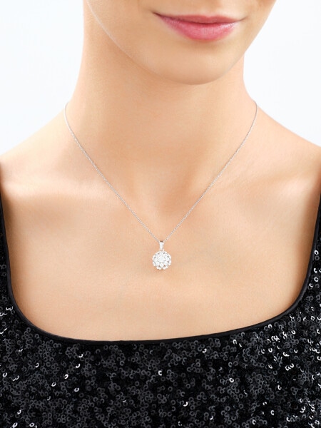 Rhodium Plated Silver Pendant with Cubic Zirconia