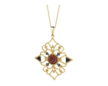 375 Yellow Gold/Black Rhodium Pendant 