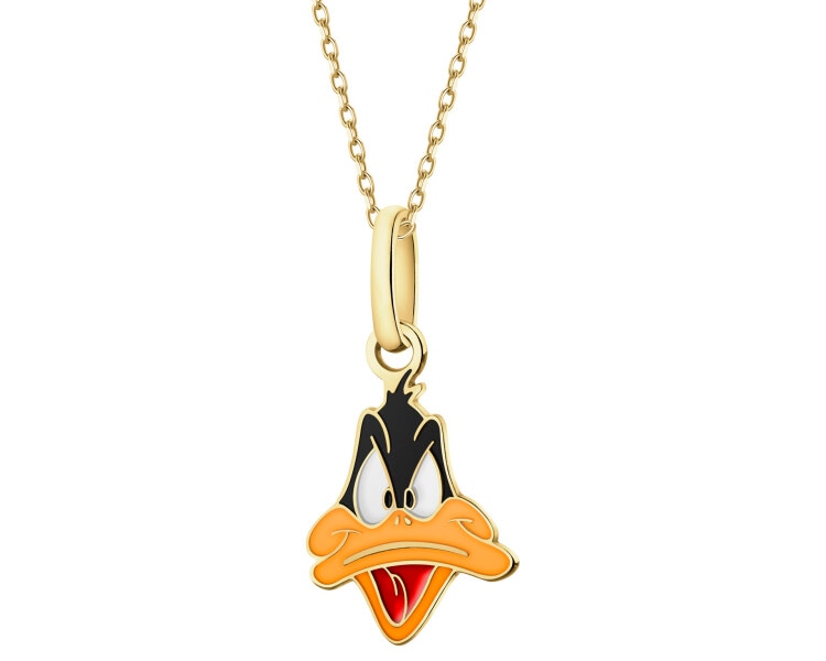 9K Gold Pendant with Enamel - Looney Tunes, Daffy Duck, Warner Bros. Discovery