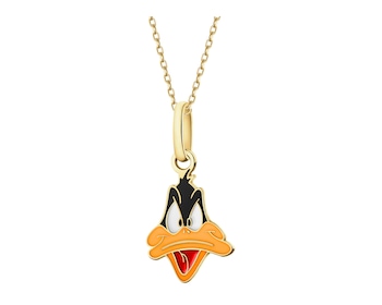 9K Gold Pendant with Enamel - Looney Tunes, Daffy Duck, Warner Bros. Discovery