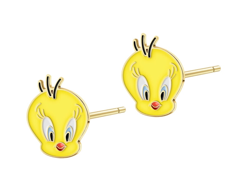 9K Gold Earrings with Enamel - Looney Tunes, Tweety, Warner Bros. Discovery