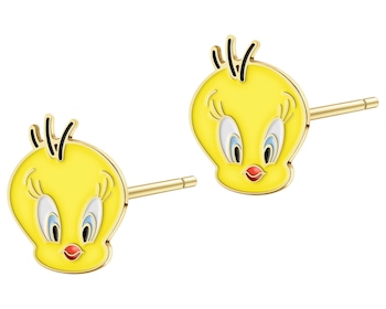 9K Gold Earrings with Enamel - Looney Tunes, Tweety, Warner Bros. Discovery