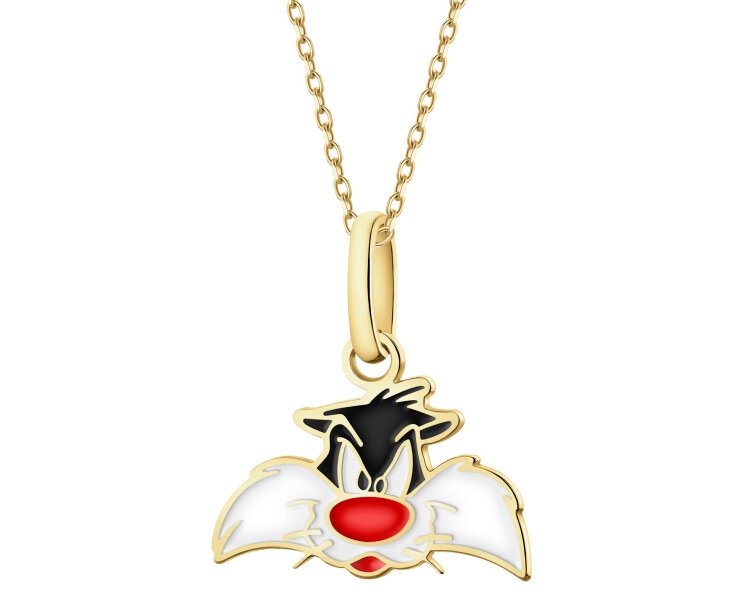 9K Gold Pendant with Enamel - Looney Tunes, Sylvester, Warner Bros. Discovery