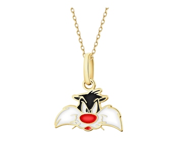 9K Gold Pendant with Enamel - Looney Tunes, Sylvester, Warner Bros. Discovery