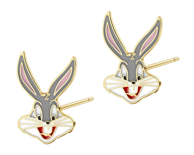 9K Gold Earrings with Enamel - Looney Tunes, Bugs Bunny, Warner Bros. Discovery