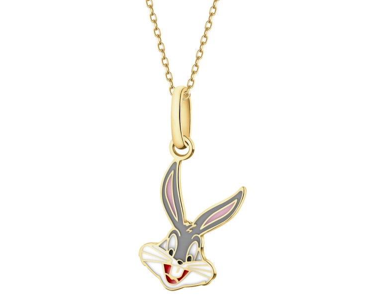 9K Gold Pendant with Enamel - Looney Tunes, Bugs Bunny, Warner Bros. Discovery