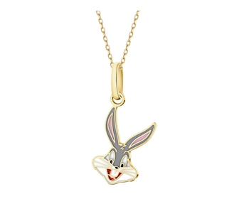 9K Gold Pendant with Enamel - Looney Tunes, Bugs Bunny, Warner Bros. Discovery