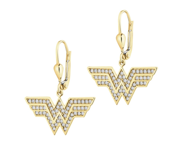 Gold earrings with zirconia - DC, Wonder Woman, Warner Bros. Discovery