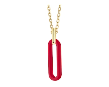 14 K Yellow Gold Pendant with Synthetic Coral