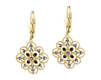 375 Yellow Gold/Black Rhodium Dangling Earring with Cubic Zirconia