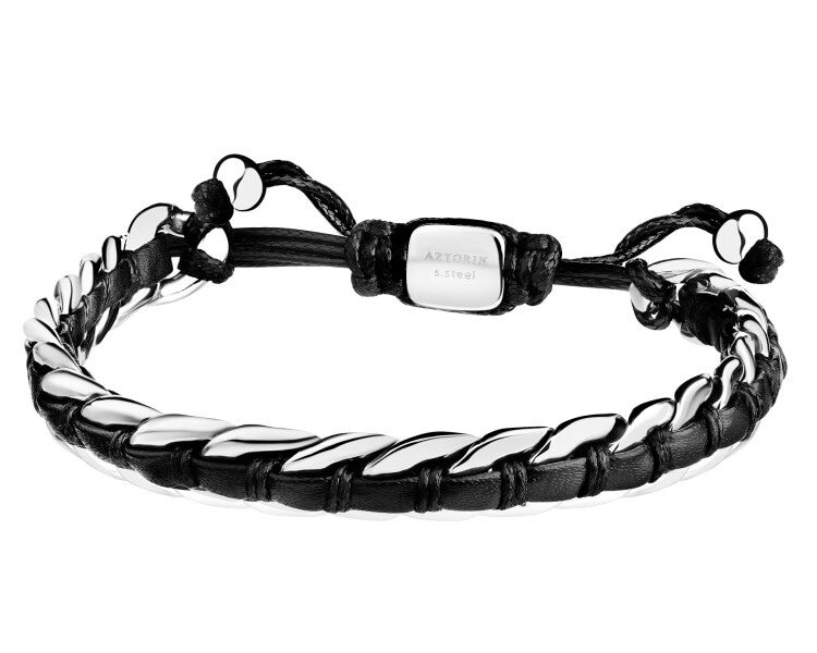 Stainless Steel, Leather Bracelet 