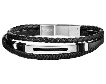 Stainless Steel, Leather Bracelet 