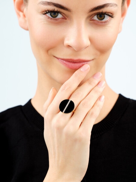 Gold-Plated Brass Ring with Agate