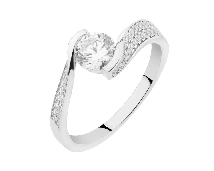 Rhodium Plated Silver Ring with Cubic Zirconia