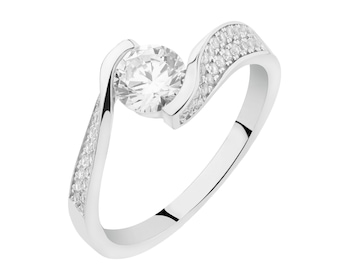 Rhodium Plated Silver Ring with Cubic Zirconia