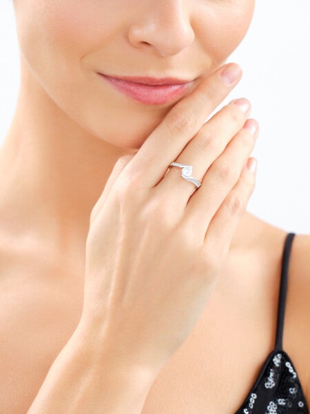 Rhodium Plated Silver Ring with Cubic Zirconia