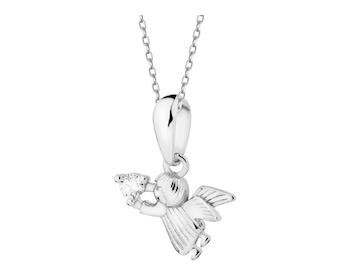 Rhodium Plated Silver Pendant with Cubic Zirconia