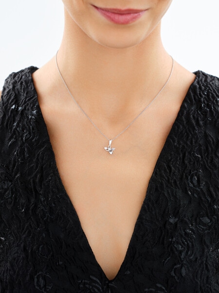 Rhodium Plated Silver Pendant with Cubic Zirconia