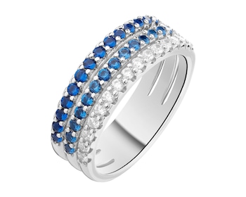 Rhodium Plated Silver Band Ring with Cubic Zirconia