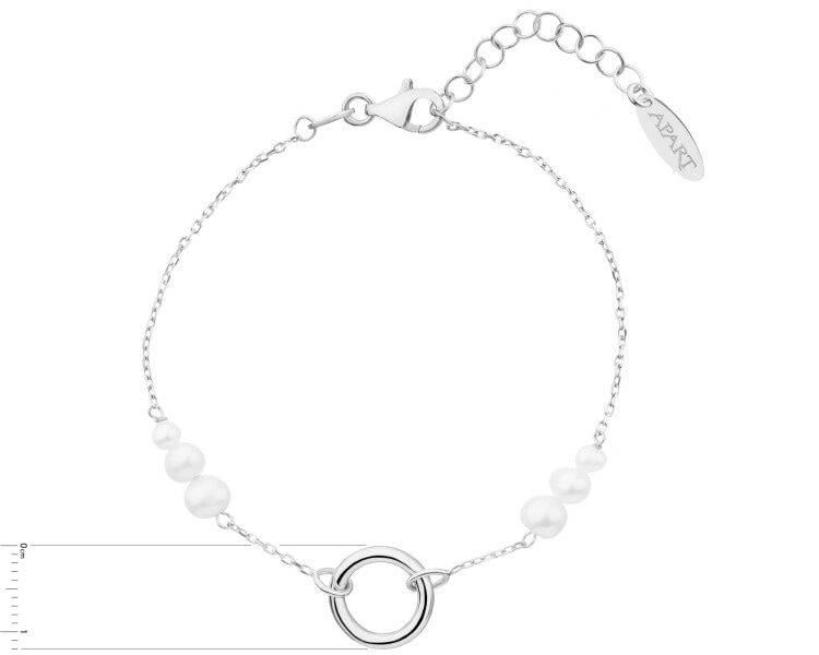 Rhodium Plated Silver Bracelet with Pearl