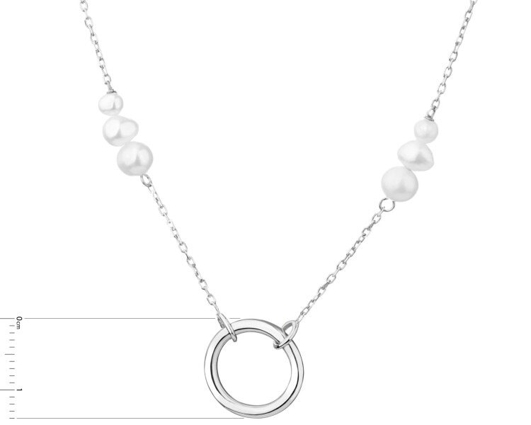 Rhodium Plated Silver Necklace with Pearl