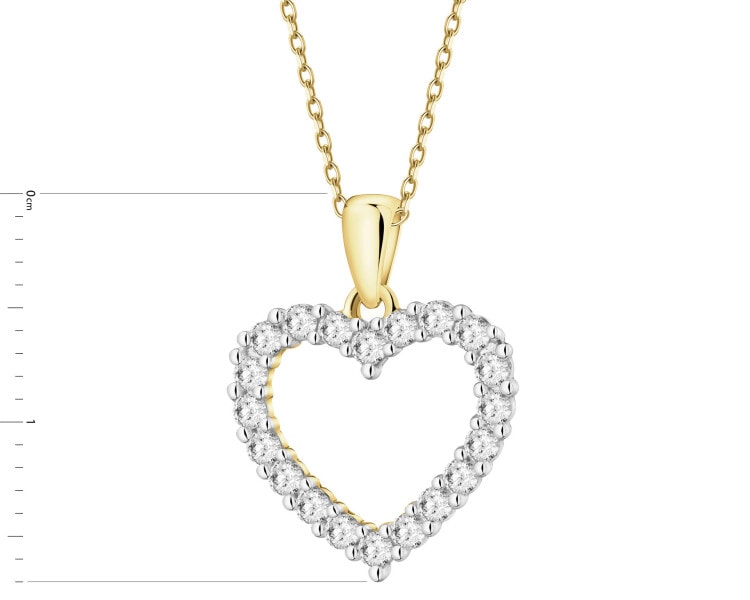 Zawieszka z żółtego złota z brylantami laboratoryjnymi - serce - 0,34 ct - próba 585