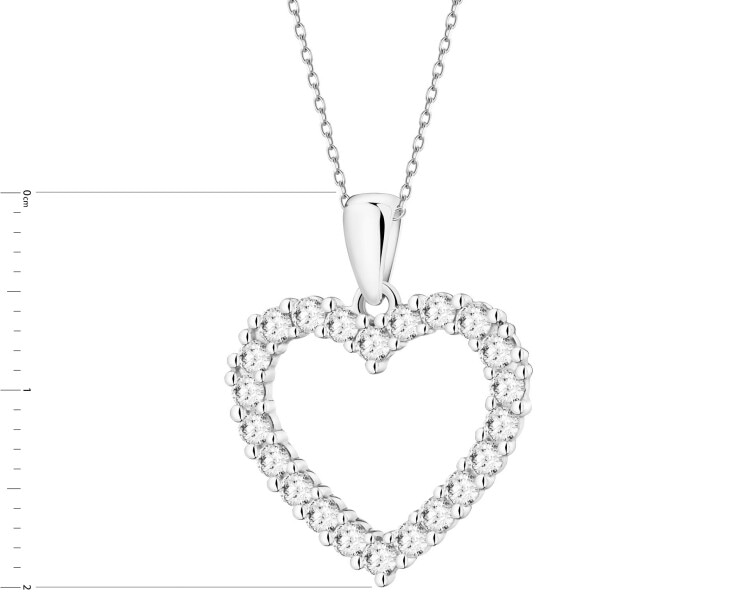 Zawieszka z białego złota z brylantami laboratoryjnymi - serce - 0,50 ct - próba 585