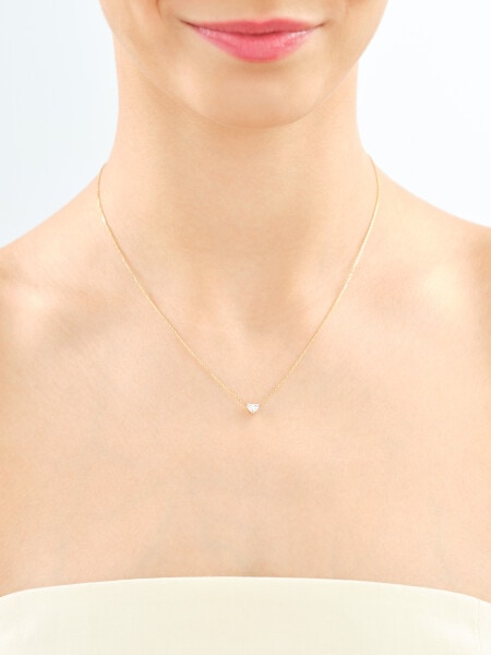 14 K Rhodium-Plated Yellow Gold Necklace with Laboratory Diamond - 0,33 ct - fineness 14 K