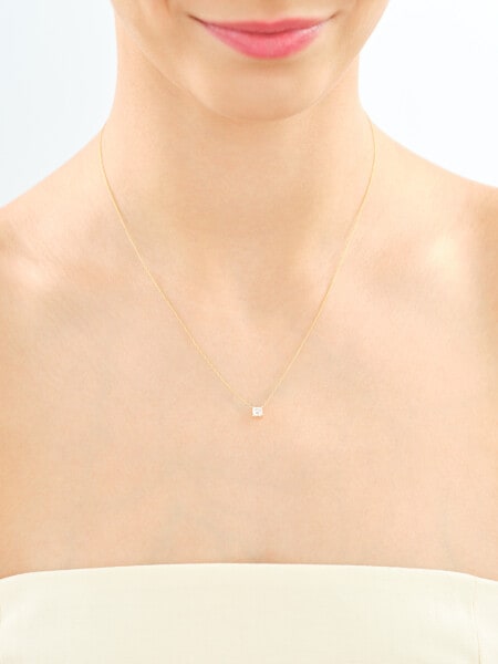 14 K Rhodium-Plated Yellow Gold Necklace with Laboratory Diamond - 0,33 ct - fineness 14 K