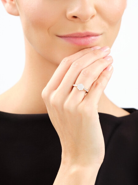 Pierścionek z żółtego złota z brylantami laboratoryjnymi - 0,44 ct - próba 585