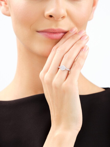 Pierścionek z białego złota z brylantami laboratoryjnymi - 0,44 ct - próba 585