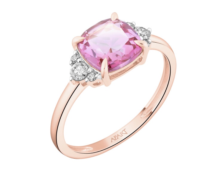 14 K Rhodium Plated Rose Gold Ring  - fineness 14 K