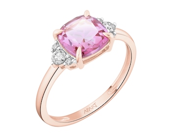 14 K Rhodium Plated Rose Gold Ring  - fineness 14 K