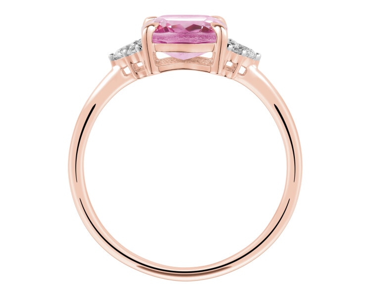 14 K Rhodium Plated Rose Gold Ring  - fineness 14 K