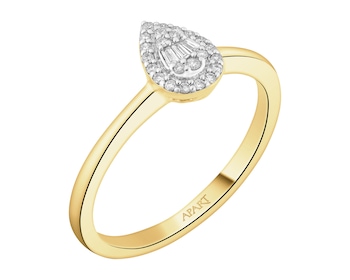 14 K Rhodium-Plated Yellow Gold Ring  - 0,09 ct - fineness 14 K