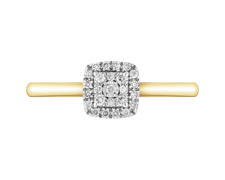 585 Yellow And White Gold Plated Ring with Diamonds - 0,10 ct - fineness 585