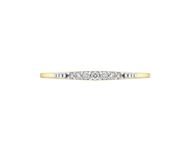 9 K Rhodium-Plated Yellow Gold Ring with Diamonds - 0,05 ct - fineness 9 K