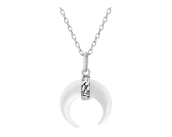 Rhodium Plated Silver Necklace with Mother Of Pearl